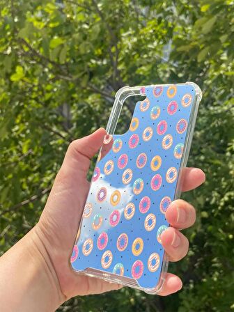 Samsung Galaxy S21 Plus Uyumlu Aynalı Donut Desenli Darbe Kamera Korumalı Silikon Telefon Kılıfı