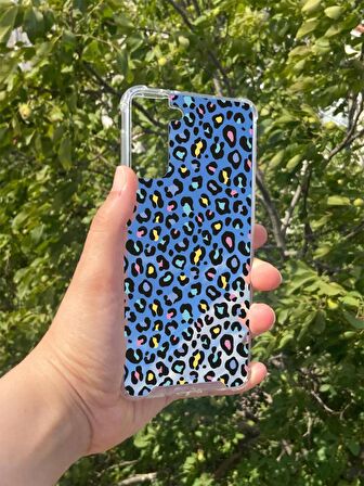 Samsung Galaxy S21 Plus Uyumlu Aynalı Leopar Desenli Darbe Kamera Korumalı Silikon Telefon Kılıfı