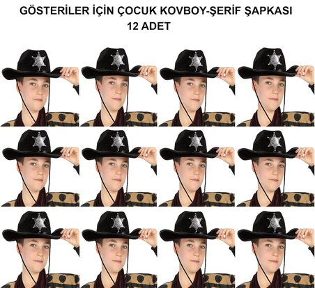 Evimdeyokyok Çocuk Kovboy Şerif Şapkası Siyah Keçe Unisex