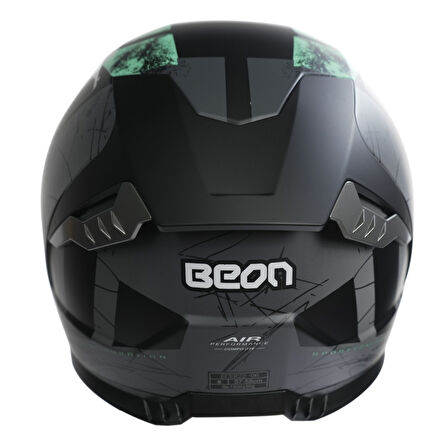 Beon B-507 Full Face Motosiklet Kaskı FF06 Siyah/Yeşil/Gri