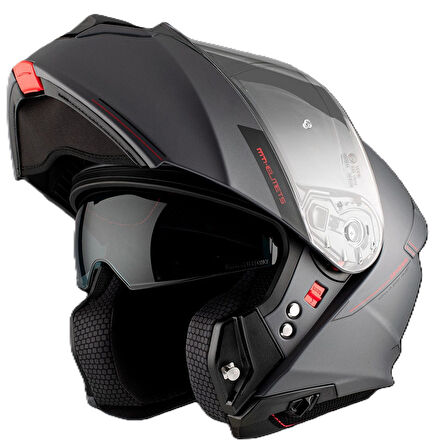 MT Genesis FU935SV Solid A2 Matt Titanium Çene Açılır Motosiklet Kaskı
