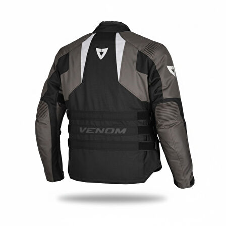Venom Tourex 4 Mevsim Motosiklet Montu Siyah Gri
