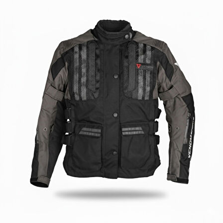Venom Tourex 4 Mevsim Motosiklet Montu Siyah Gri