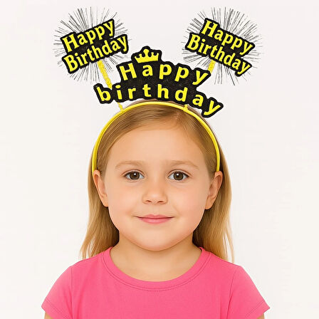 Doğum Günü Kutlaması İçin Sarı Taç - Işıltılı Yazılı Parti Tacı