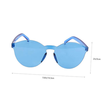 Sert Mika Oval Şekilli Çerçevesiz Mavi Gözlük Retro Parti 5x14 Cm