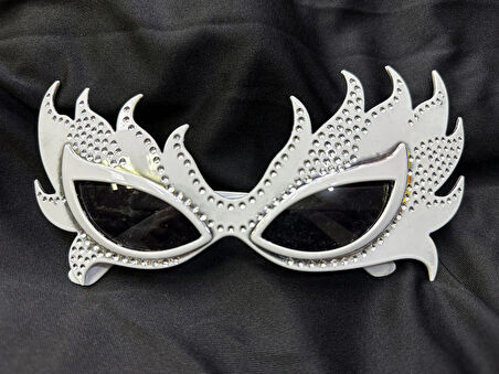 Taşlı Göz Kamaştıran Gecenin Yıldızı Beyaz Parti Alev Gözlük