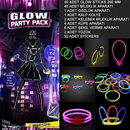 Glow Parti Seti 152 Parçalık Lüks Glow  Kostüm Seti