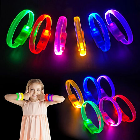 Festival  Parti Led Bileklik Baskı Yapılabilir 3 Farklı Mod Işıklı 1 Adet