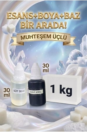 Süt Esansı & Mavi Boya & Sabun Bazı 1 KG Yapım Seti
