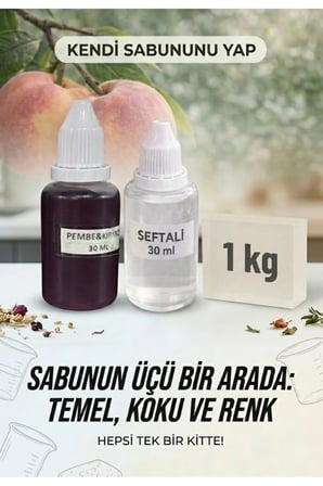 Şeftali Esansı & Pembe Kırmızı Boya & Sabun Bazı 1 KG Seti