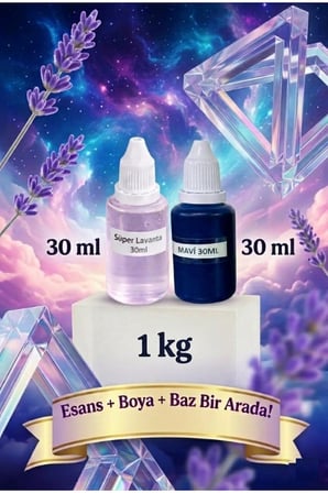 Lavanta Esansı & Mavi Boya & Sabun Bazı 1 KG Yapım Seti