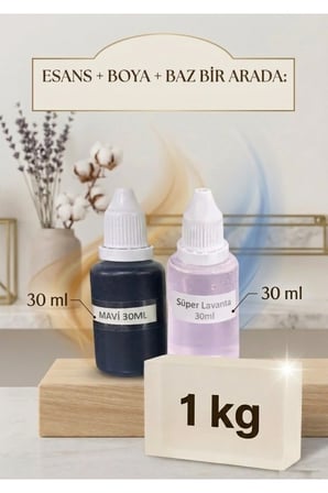 Lavanta Esansı & Mavi Boya & Sabun Bazı 1 KG Yapım Seti