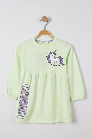 Minik Unicorn Baskılı Elbise
