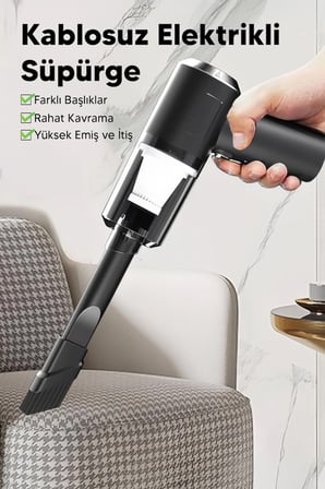 Taşınabilir Kablosuz Elektrikli El Süpürgesi- Ev, Ofis, Araba ,Klavye Temizliği İçin İdeal