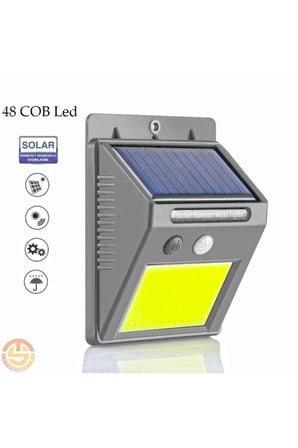 Solar 48 LED Bahçe Lambası - Geniş Açılı Panel - Duvara Monte