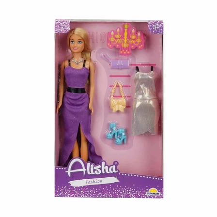 3393 SUN-RST-SIS Minik Alisha Yedek Kıyafetli Bebek Set 29 cm -