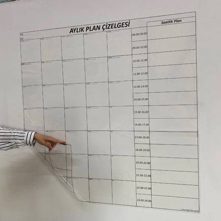 Aylık Planlayıcı Manyetik Duvar Stickerı Takvim Plan Çizelgesi