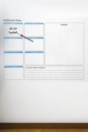 Haftalık Planlayıcı Manyetik Duvar Stickerı Takvim 56 cm x 70 cm