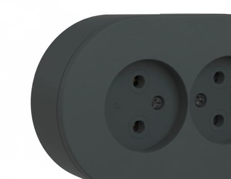 Antrasit Çiftli Sıva Üstü Topraklı Priz – Modern Elektrik Tasarımı