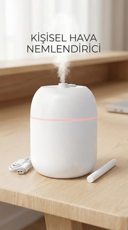 Hava Nemlendirici 220ml Buhar Makinesi, Ofis ve Ev Kullanımı İçin Uygun, Taşınabilir ve Sessiz Çalış