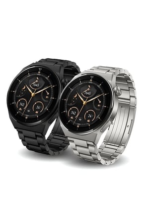 GT3 Max Elegant Smart Watch GT3 Max Elegant Erkek Akıllı Saat Deri-Metal-Silikon 3 Kordonlu