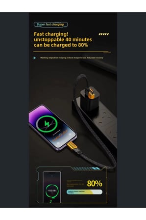 Şarj Kablosu 27W ve 65W Hızlı Şarj Type-C Iphone Hepsi İle Uyumlu Paraşüt İpinden Kopmaz Kablo