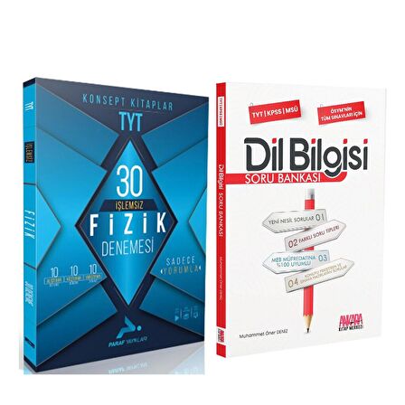 Paraf TYT İşlemsiz Fizik 30 Deneme ve AKM Dil Bilgisi Soru Bankası Seti 2 Kitap