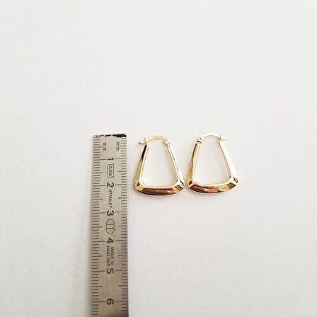 Altın Küpe 14K 585 Parlak Çanta Tasarım 2.3cm Zarif Küpe 
