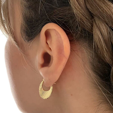 Damla Model Altın Küpe 14 Ayar İki Taraflı Kullanım 2.0 cm