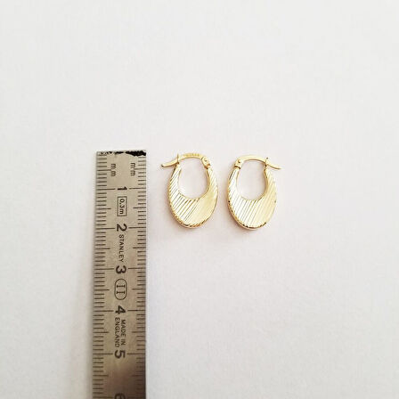Damla Model Altın Küpe 14 Ayar İki Taraflı Kullanım 2.0 cm