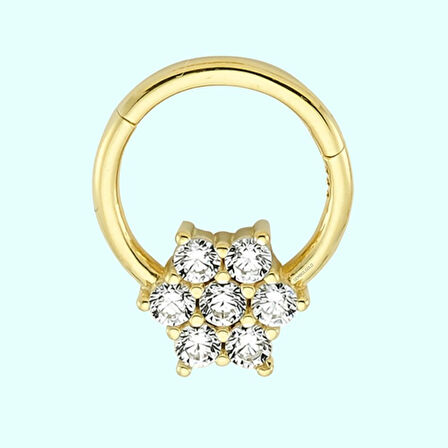 Altın Halka Piercing Tektaş Kartanesi 14 Ayar