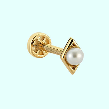Altın İnci Tragus Piercing 14 Ayar