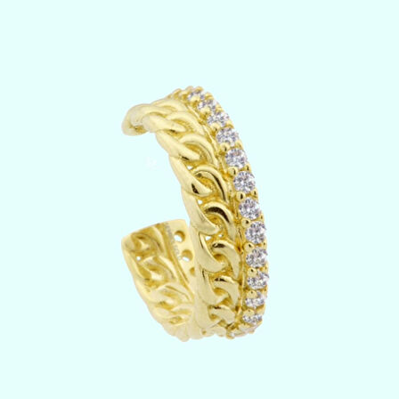 Altın Kıkırdak Küpe 14 Ayar Earcuff Taşlı