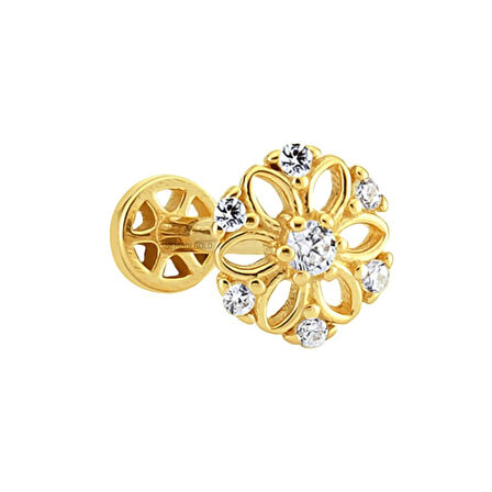 Altın Çiçek Tragus Piercing 14 Ayar