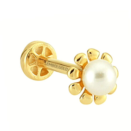 Altın İnci Tragus Piercing 14 Ayar
