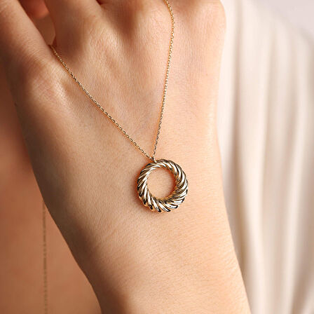 14 Ayar Altın Halka Kolye YENİ Circle