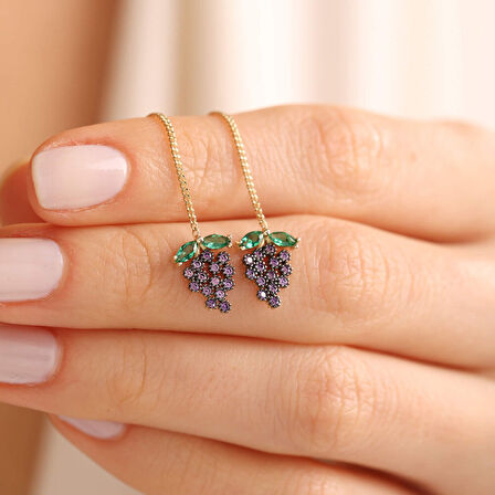 14 Ayar Altın Grape Küpe 