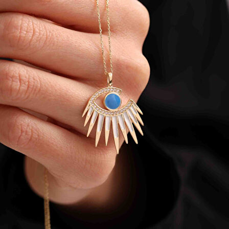 Altın Gözlü Kolye Mineli