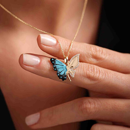 Altın Kelebek Kolye Mineli