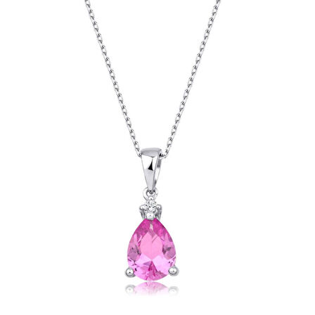 1.33 Karat Pırlanta Pembe Safir Kolye
