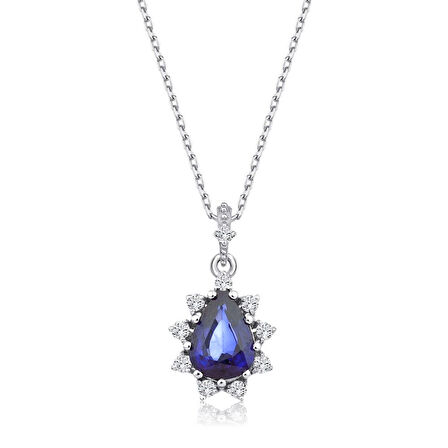 0.94 Karat Pırlanta Safir Kolye
