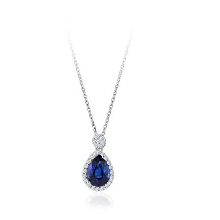 0.61 Karat Pırlanta Safir Kolye