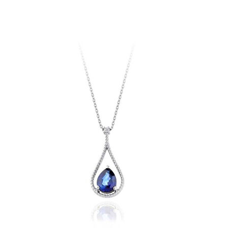 1.98 Karat Pırlanta Safir Kolye