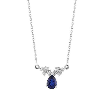 0.83 Karat Pırlanta Safir Kolye