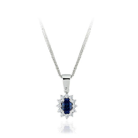 1.35 Karat Pırlanta Safir Kolye