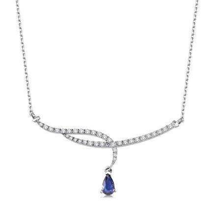 0.79 Karat Pırlanta Safir Kolye