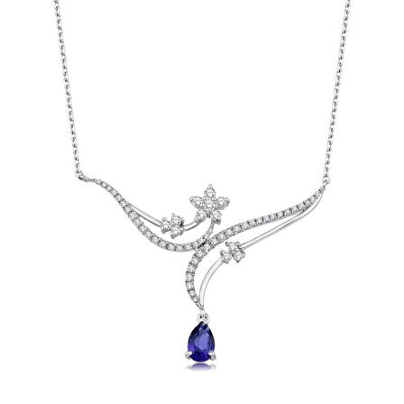 0.86 Karat Pırlanta Safir Kolye