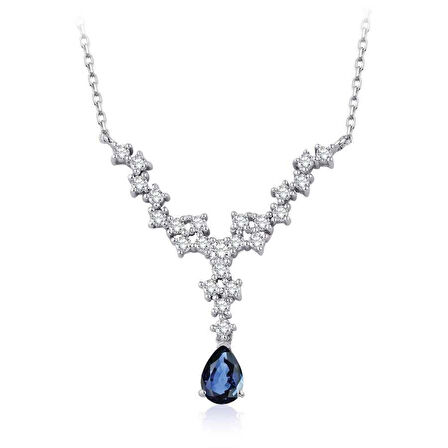 0.81 Karat Pırlanta Safir Kolye
