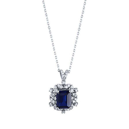 3.29 Karat Pırlanta Safir Kolye