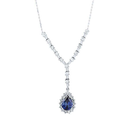 1.99 Karat Pırlanta Safir Damla Kolye